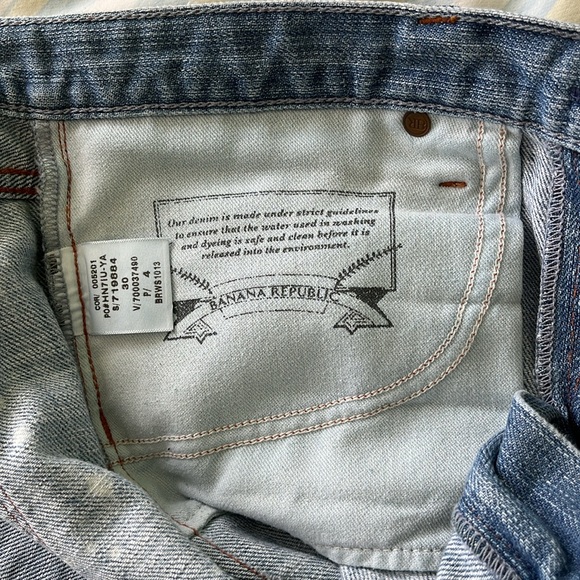 Blue Boot Cut Jeans with Distressed Look. Inseam 31 inches. - Picture 3 of 3
